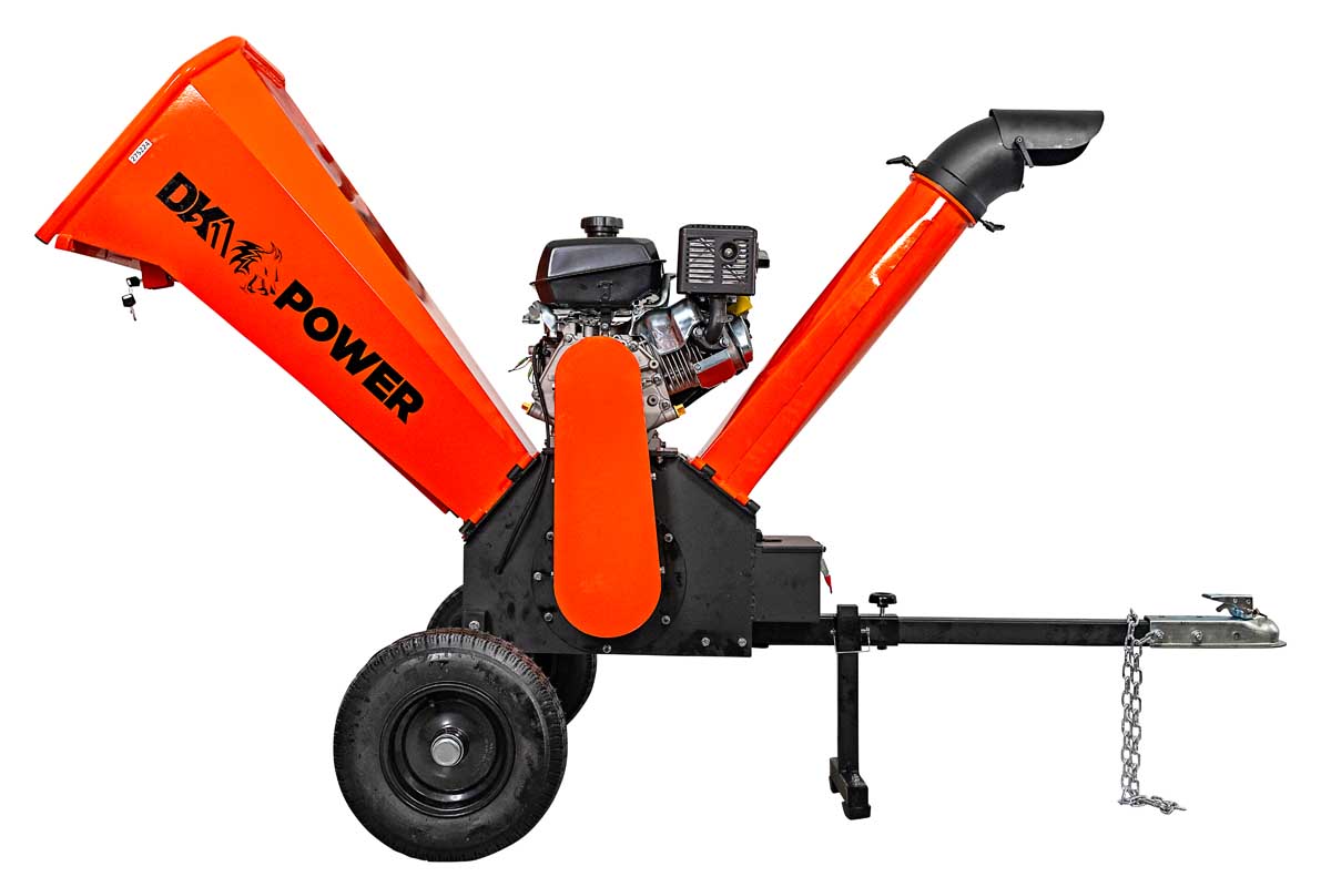 6 in. 14 HP Kohler Commercial 3600RPM Cyclonic Chipper Shredder, 13 inch cutting blades with DOT road legal tires and 47 in. extended wheel axle.